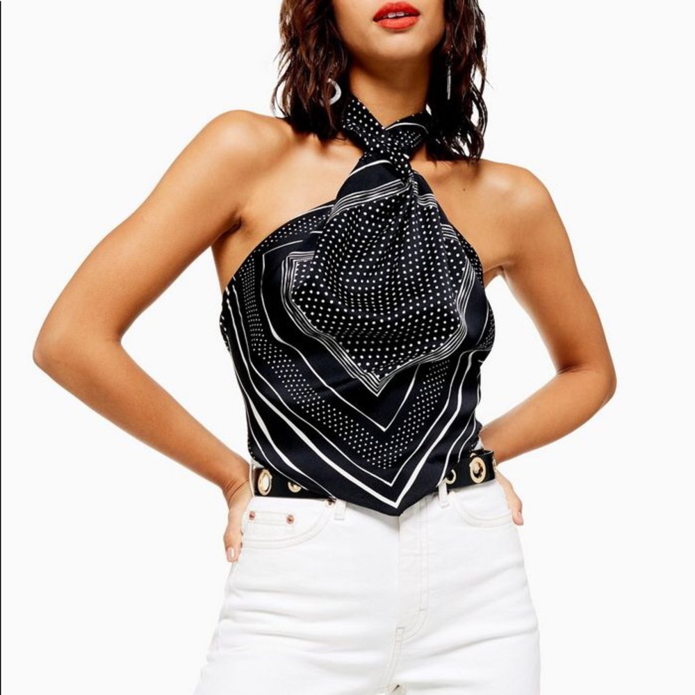 Topshop Halter Scarf Spot Top